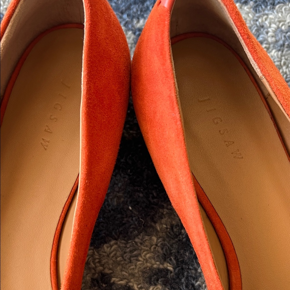 Jigsaw Bright Orange Suede Pumps - Picture 2 of 6